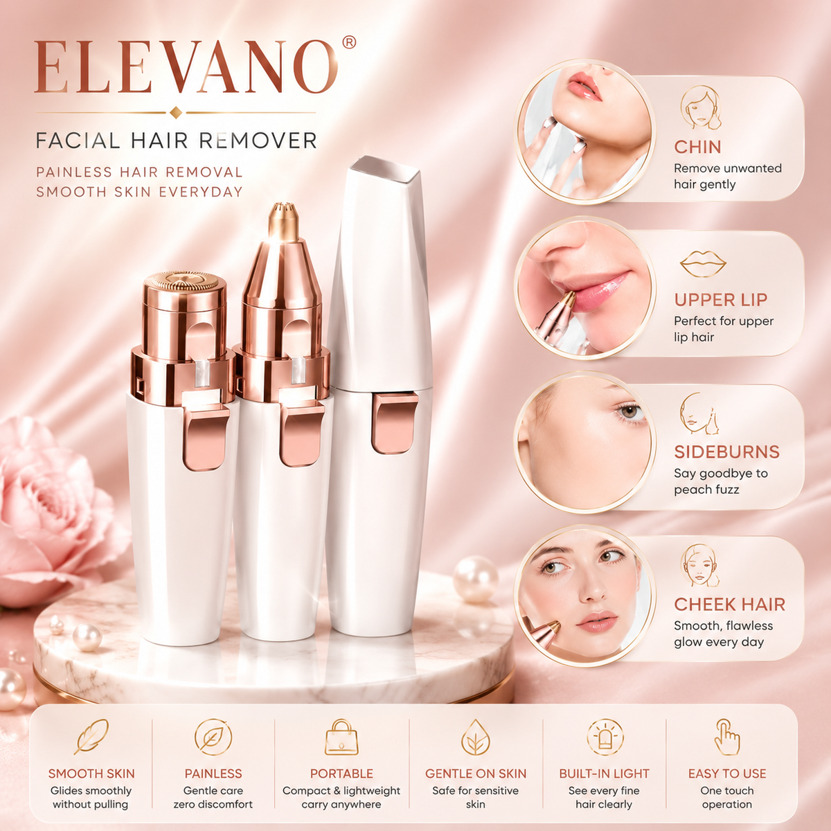 ELEVANO® 2-in-1 Precision Facial Hair Remover