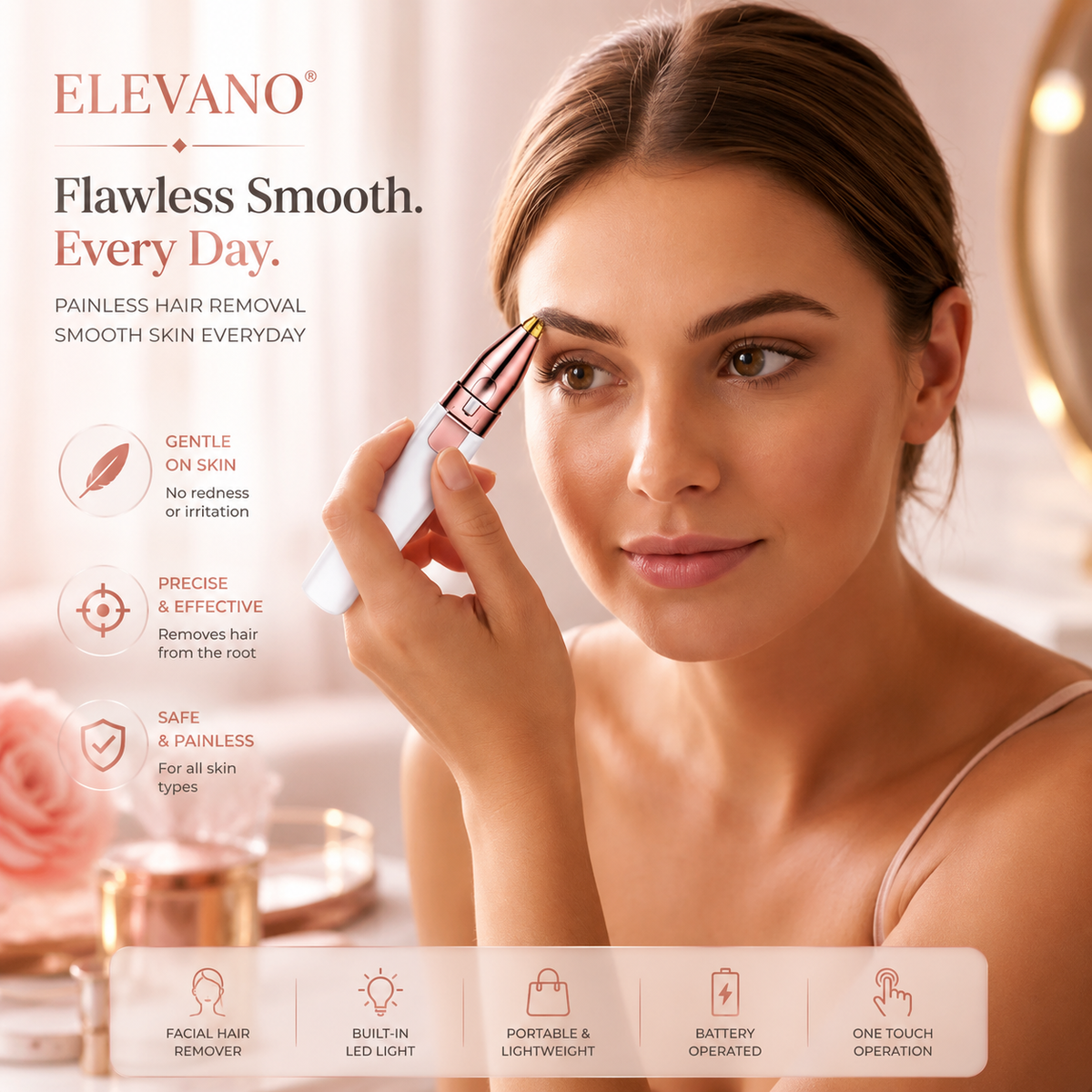 ELEVANO® 2-in-1 Precision Facial Hair Remover
