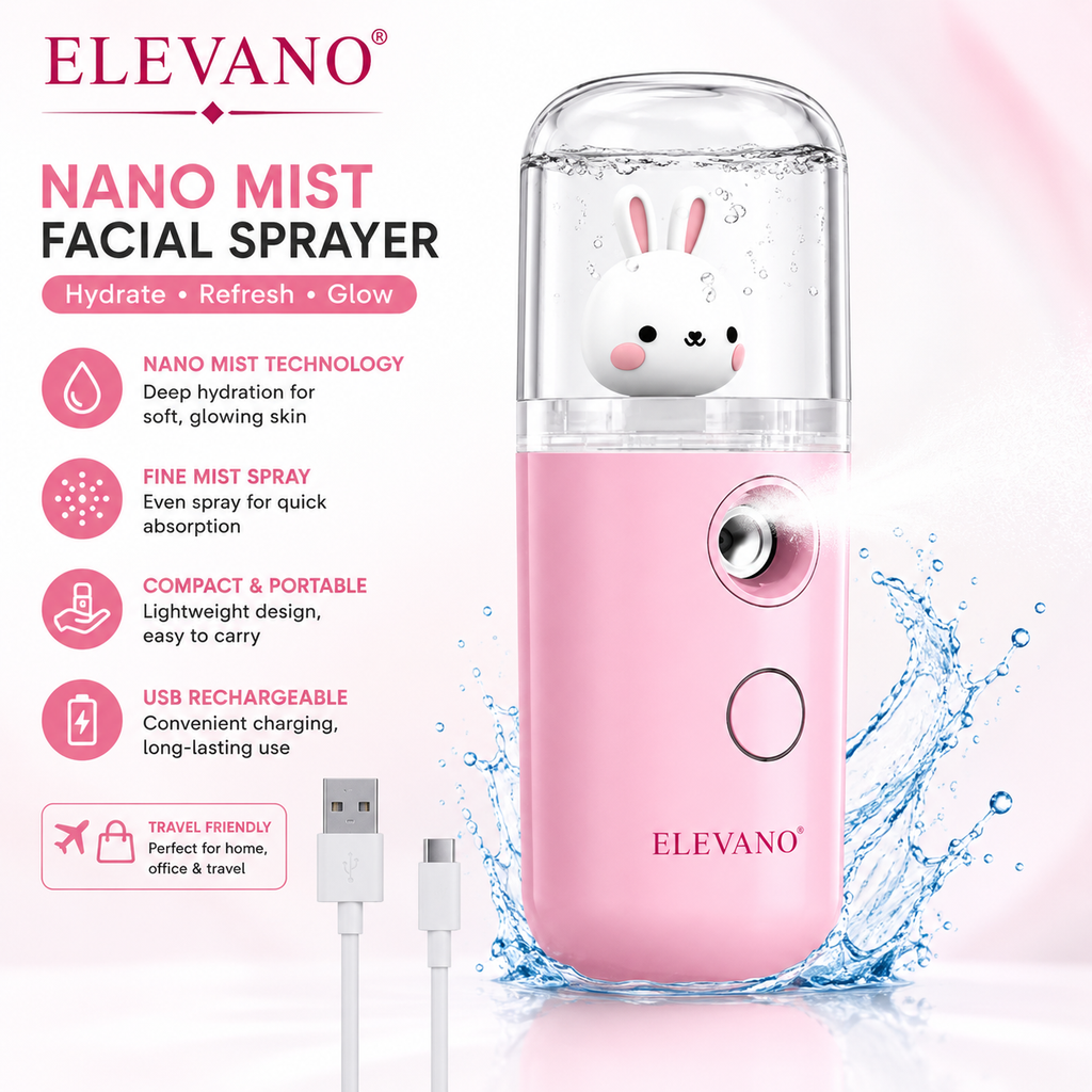 ELEVANO® Portable Nano Mist Facial Sprayer | USB Rechargeable Face Steamer & Skin Hydration Mist